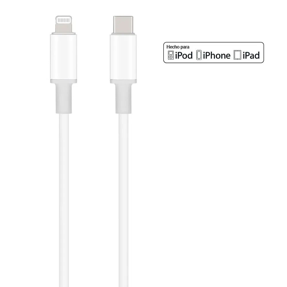 Imagen 2 del producto Cable lightning a usb Tipo-C G iBox, MFI, TPE, 2m, blanco