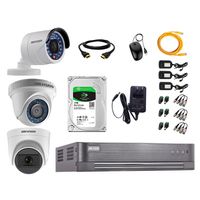 Kit de cámaras de seguridad Hikvision 3 cámaras, 720P HD + DVR + disco duro de 1TB