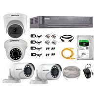 Kit de cámaras de seguridad Hikvision 4 cámaras (incluye una cámara con micrófono), 1080P Full HD + DVR + disco duro de 1TB