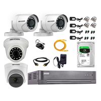 Kit de cámaras de seguridad Hikvision 4 cámaras (incluye una cámara con micrófono), 1080P Full HD + DVR + disco duro de 2TB