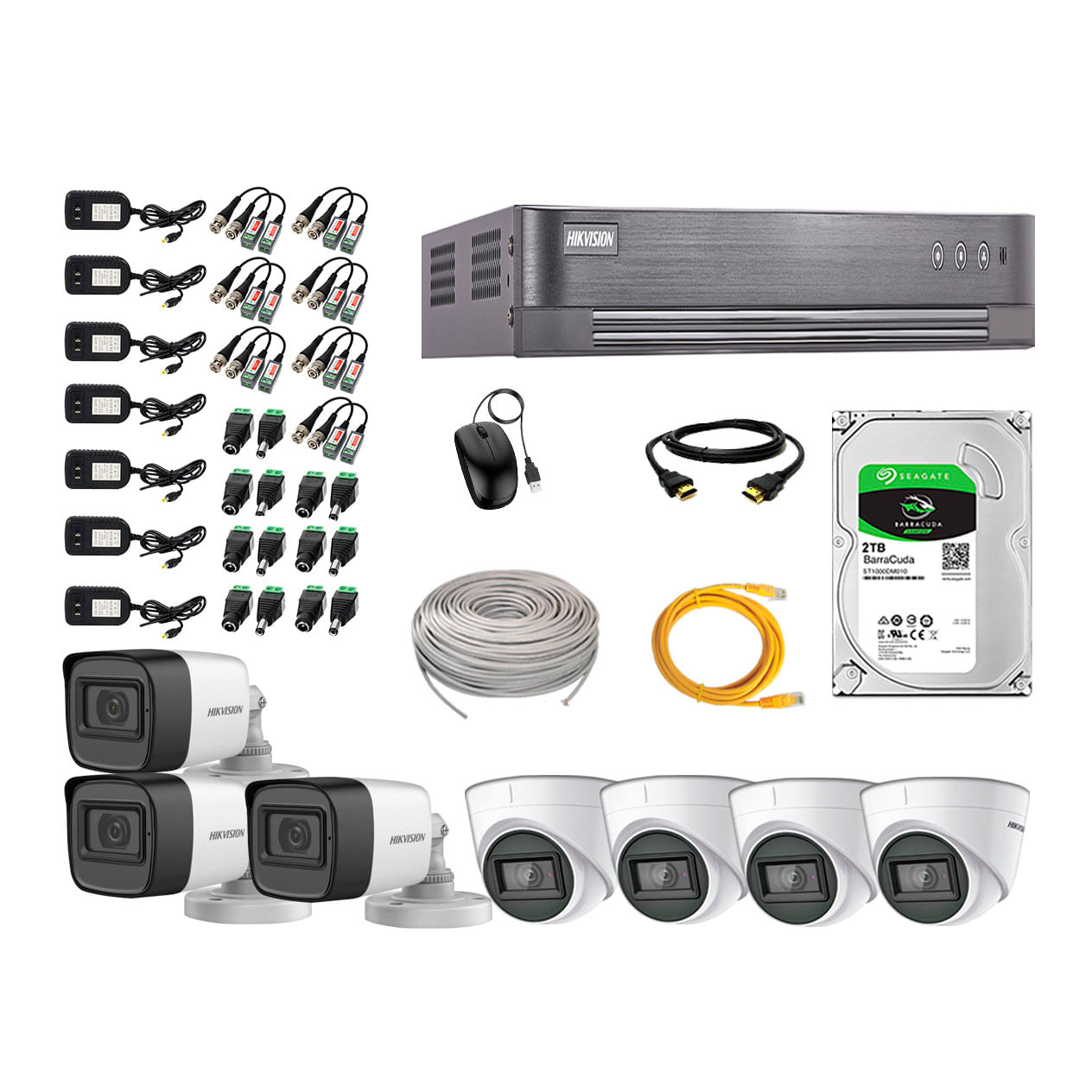 Imagen 1 del producto Kit de cámaras de seguridad Hikvision 7 cámaras con audio incorporado, 1080P Full HD + DVR + disco duro de 2TB