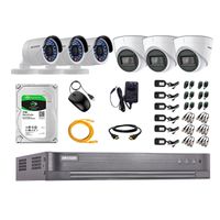 Kit de cámaras de seguridad Hikvision 6 cámaras (incluye 3 cámaras con audio incorporado), 1080P Full HD + DVR + disco duro de 1TB
