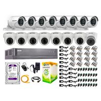 Kit de cámaras de seguridad Hikvision 16 cámaras (incluye una cámara con micrófono), 1080P Full HD + DVR + disco duro de 2TB