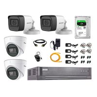 Kit de cámaras de seguridad Hikvision 4 cámaras (2 Domo 1080P + 2 Tubo 1080P) + DVR + disco duro de 1TB