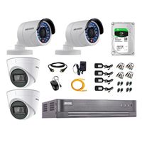 Kit de cámaras de seguridad Hikvision 4 cámaras (incluye 2 cámaras con audio incorporado) + DVR + disco duro de 2TB
