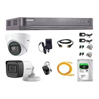 Kit de cámaras de seguridad Hikvision 2 cámaras (1 Domo 1080P + 1 Turbo 1080P) + DVR + disco duro de 1TB