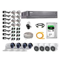 Kit de cámaras de seguridad Hikvision 8 cámaras (4 Domo con audio incorporado 1080P + 4 Tubo 1080P) + DVR + disco duro de 1TB