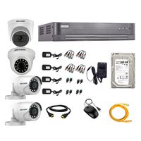 Kit de seguridad Hikvision 1 cámara Domo (micrófono incorporado) 1080P + 1 cámara Domo 1080P + 2 cámaras Tubo 1080P + dvr + disco 500GB