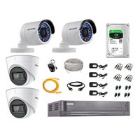 Kit de seguridad Hikvision 2 cámaras Domo (audio incorporado) 1080P + 2 cámaras Tubo 1080P + dvr + disco 1TB