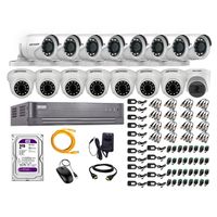 Kit de seguridad Hikvision 1 cámara Domo (micrófono incorporado) 1080P + 7 cámaras Domo Turbo 1080P + 8 cámaras Tubo Turbo 1080P + dvr + disco 2TB