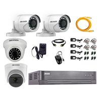 Kit de seguridad Hikvision 1 cámara Domo (micrófono incorporado) 1080P + 1 cámara Domo Turbo 1080P + 2 cámaras Tubo Turbo 1080P + dvr