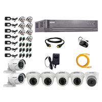 Kit de seguridad Hikvision 1 cámara Domo (micrófono incorporado) 1080P + 4 cámaras Domo Turbo 1080P + 2 cámaras Tubo Turbo 1080P + dvr