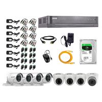 Kit de seguridad Hikvision 1 cámara Domo (micrófono incorporado) 1080P + 3 cámaras Domo Turbo 1080P + 4 cámaras Tubo Turbo 1080P + dvr + disco 2TB