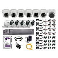 Kit de seguridad Hikvision 1 cámara Domo (micrófono incorporado) 1080P + 6 cámaras Domo Turbo 1080P + 5 cámaras Tubo Turbo 1080P + dvr + disco 1TB