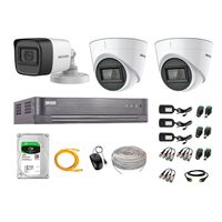 Kit de seguridad Hikvision 2 cámaras Domo (audio incorporado) 1080P + 1 cámara Tubo (audio incorporado) 1080P + dvr + disco 1TB