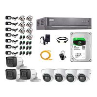 Kit de seguridad Hikvision 4 cámaras Domo (audio incorporado) 1080P + 3 cámaras Tubo (audio incorporado) 1080P + dvr + disco 1TB