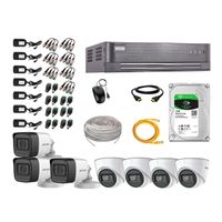 Kit de seguridad Hikvision 4 cámaras Domo (audio incorporado) 1080P + 3 cámaras Tubo (audio incorporado) 1080P + dvr + disco 1TB