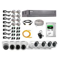 Kit de seguridad Hikvision 1 cámara Domo (micrófono incorporado) 1080P + 3 cámaras Domo Turbo 1080P + 4 cámaras Tubo Turbo 1080P + dvr + disco 1TB