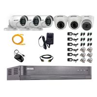 Kit de seguridad Hikvision 1 cámara Domo (micrófono incorporado) 1080P + 2 cámaras Domo Turbo 1080P + 3 cámaras Tubo Turbo 1080P + dvr