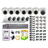 Kit de seguridad Hikvision 1 cámara Domo (micrófono incorporado) 1080P + 6 cámaras Domo Turbo 1080P + 5 cámaras Tubo Turbo 1080P + dvr + disco 1TB