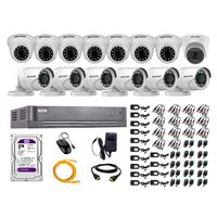 Kit de seguridad Hikvision 1 cámara Domo (micrófono incorporado) 1080P + 7 cámaras Domo Turbo 1080P + 6 cámaras Tubo Turbo 1080P + dvr + disco 2TB