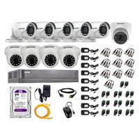 Kit de seguridad Hikvision 1 cámara Domo (micrófono incorporado) 1080P + 4 cámaras Domo Turbo 1080P + 5 cámaras Tubo Turbo 1080P + dvr + disco 2TB