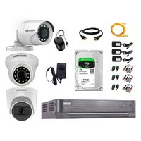 Kit de seguridad Hikvision 1 cámara Domo (micrófono incorporado) 1080P + 1 cámara Domo Turbo 1080P + 1 cámara Tubo Turbo 1080P + dvr + disco 1TB