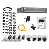 Kit de seguridad Hikvision 1 cámara Domo (micrófono incorporado) 1080P + 3 cámaras Domo Turbo 1080P + 4 cámaras Tubo Turbo 1080P + dvr + disco 1TB