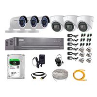Kit de seguridad Hikvision 3 cámaras Domo (audio incorporado) 1080P + 3 cámaras Tubo 1080P + dvr + disco 1TB