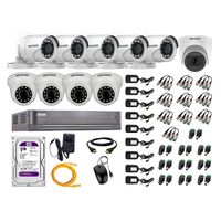 Kit de seguridad Hikvision 1 cámara Domo (micrófono incorporado) 1080P + 4 cámaras Domo Turbo 1080P + 5 cámaras Tubo Turbo 1080P + dvr + disco 1TB