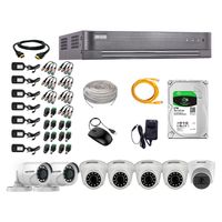 Kit de seguridad Hikvision 1 cámara Domo (micrófono incorporado) 1080P + 4 cámaras Domo Turbo 1080P + 2 cámaras Tubo Turbo 1080P + dvr + disco 2TB