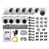 Kit de seguridad Hikvision 1 cámara Domo (micrófono incorporado) 1080P + 4 cámaras Domo Turbo 1080P + 5 cámaras Tubo Turbo 1080P + dvr + disco 2TB