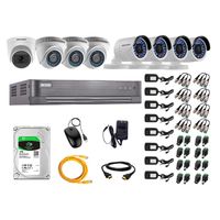 Kit de seguridad Hikvision 1 cámara Domo (micrófono incorporado) 1080P + 3 cámaras Domo Turbo 720P + 4 cámaras Tubo Turbo 720P + dvr + disco 1TB