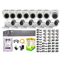 Kit de seguridad Hikvision 1 cámara Domo (micrófono incorporado) 1080P + 7 cámaras Domo Turbo 1080P + 6 cámaras Tubo Turbo 1080P + dvr + disco 1TB