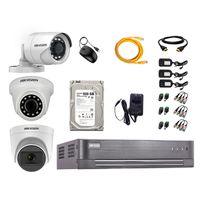 Kit de seguridad Hikvision 1 cámara Domo (micrófono incorporado) 1080P + 1 cámara Domo Turbo 1080P + 1 cámara Tubo Turbo 1080P + dvr + disco 500GB