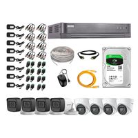 Kit de seguridad Hikvision 4 cámaras Domo (audio incorporado) 1080P + 4 cámaras Tubo (audio incorporado) 1080P + dvr + disco 1TB