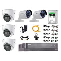 Kit de seguridad Hikvision 3 cámaras Domo (audio incorporado) 1080P + 2 cámaras Tubo 1080P + dvr + disco 1TB