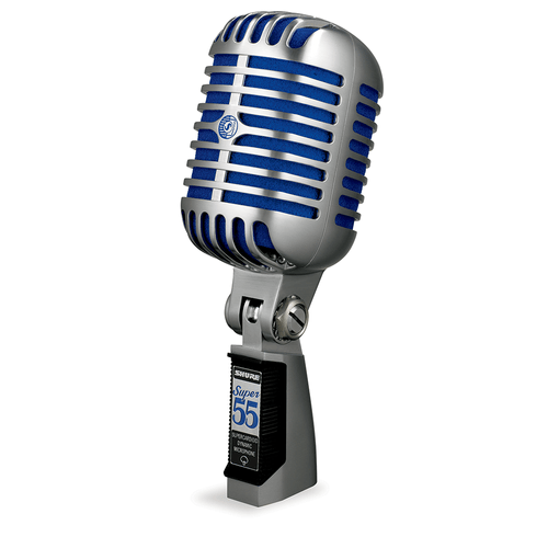 Micrófono alámbrico profesional tipo "Elvis" Shure, no incluye cable, plata