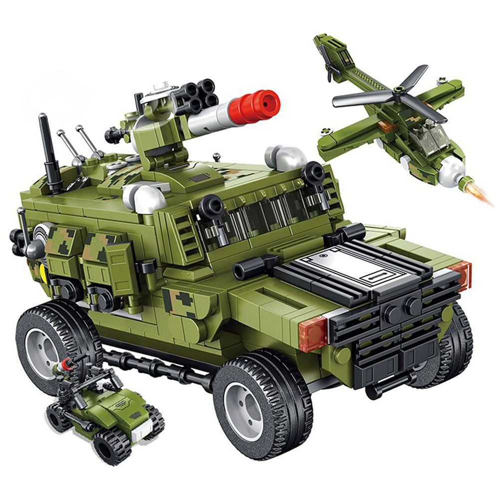 Imagen 1 del producto Juego construcción militar Army 8 en 1 niños, plástico no tóxico, edad mínima 3 años, verde