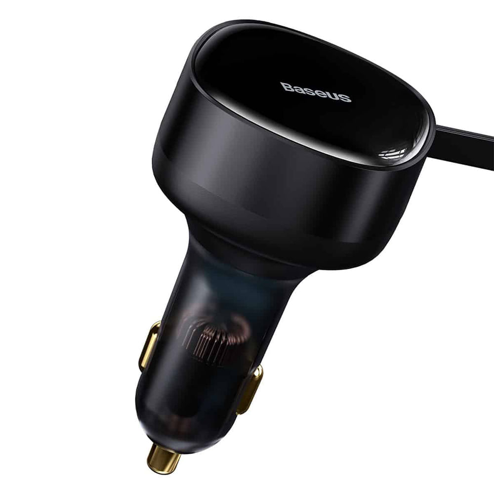 Imagen 2 del producto Cargador de auto Baseus dual, 1 puerto lightning 25W y puerto tipo C 30W, 75 cm, negro