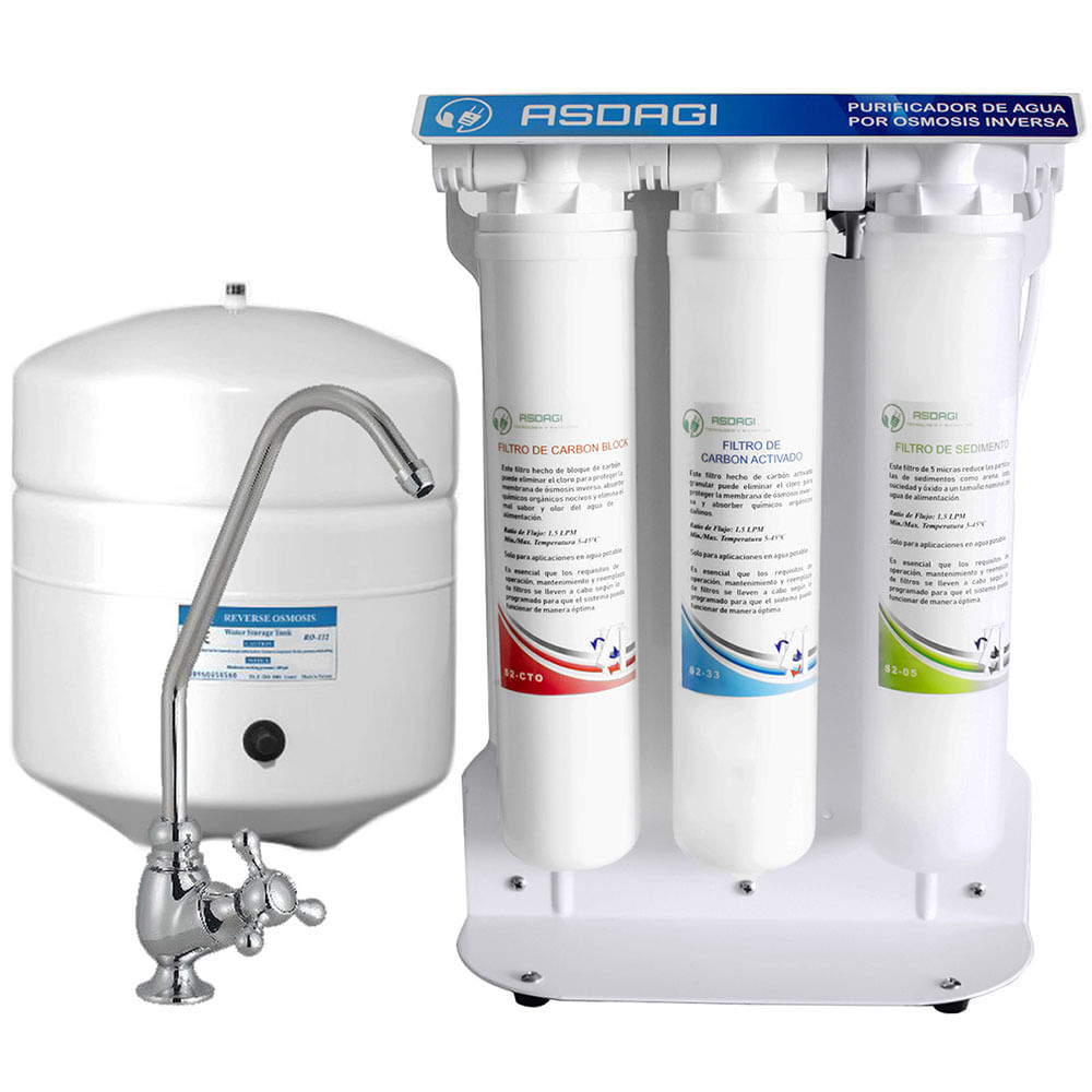 Purificador de agua por Osmosis Inversa 5 etapas, 6 psi, bajo lavadero, blanco
