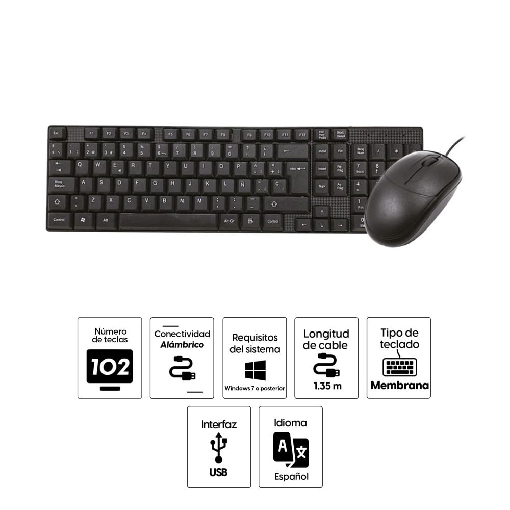 Imagen 2 del producto Kit alámbrico Coolbox Teraware teclado y mouse, membrana, conexión usb, negro