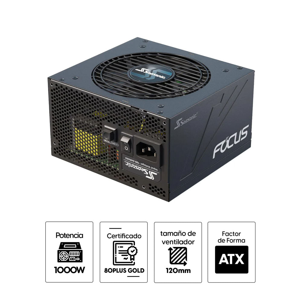 Imagen 2 del producto Fuente de poder Seasonic Focus GX1000W, 1000W, 80 Plus Gold, full-modular