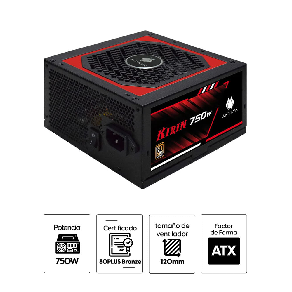 Imagen 2 del producto Fuente de poder Antryx Kirin Bronze 750, 750W, 80 Plus