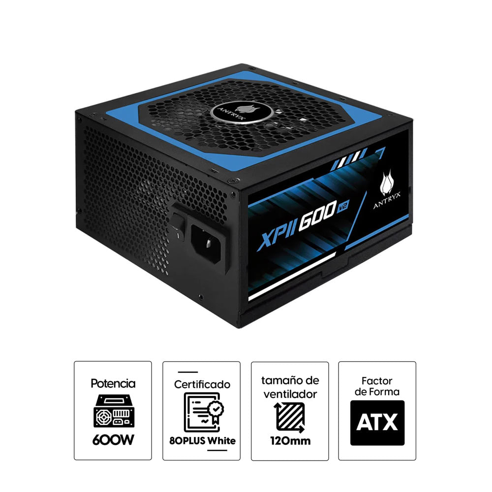 Imagen 2 del producto Fuente de poder Antryx XPII 600, 600W, 80 Plus blanco