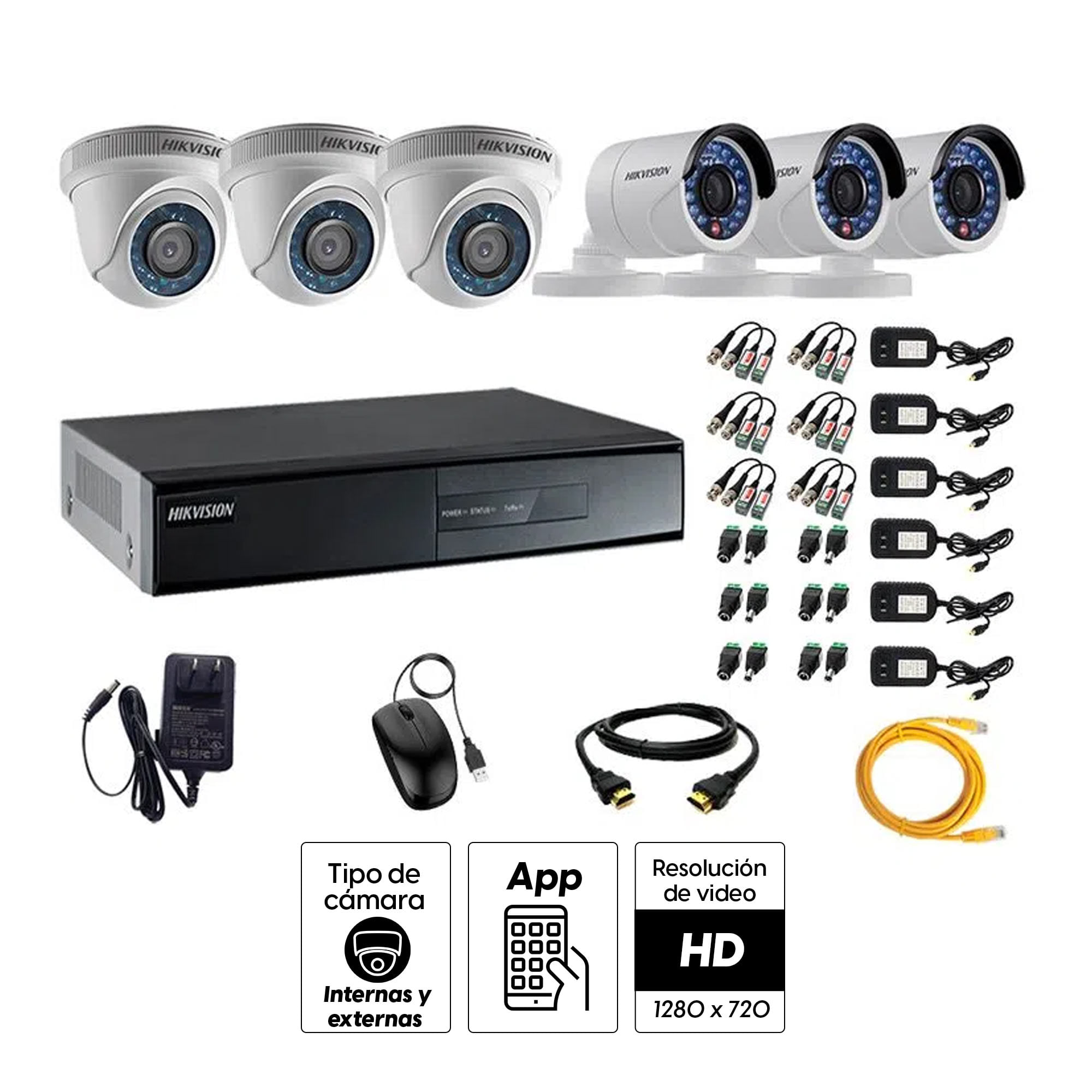 Imagen 2 del producto Kit de cámaras de seguridad Hikvision 6 cámaras, 720P HD + DVR + cable HDMI