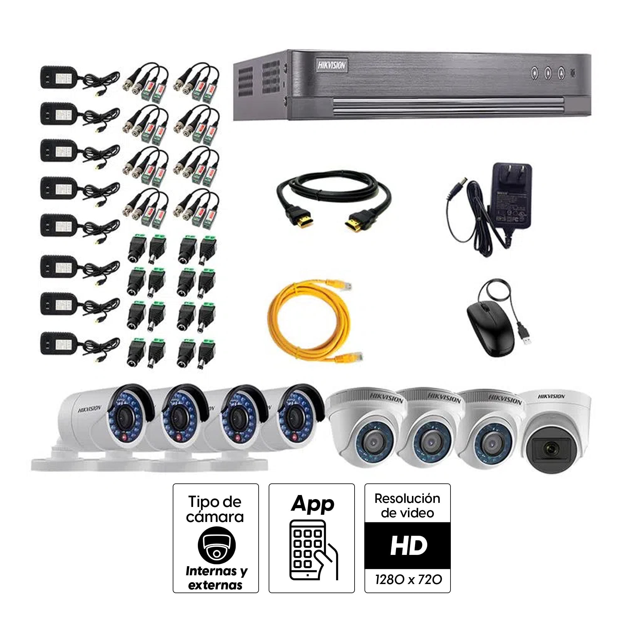 Imagen 2 del producto Kit de cámaras de seguridad Hikvision 8 cámaras (incluye una cámara con micrófono), 720P HD + DVR