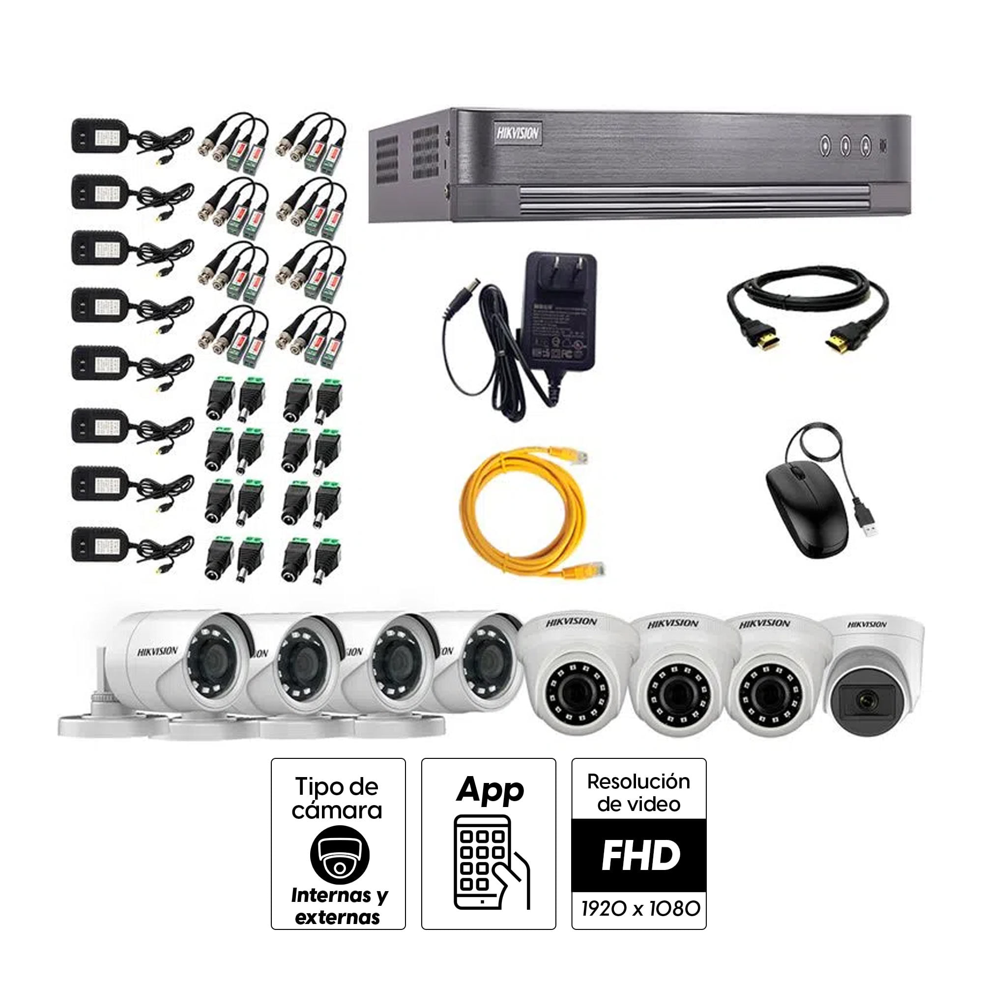 Imagen 2 del producto Kit de cámaras de seguridad Hikvision 8 cámaras (incluye una cámara con micrófono), 1080P Full HD + DVR