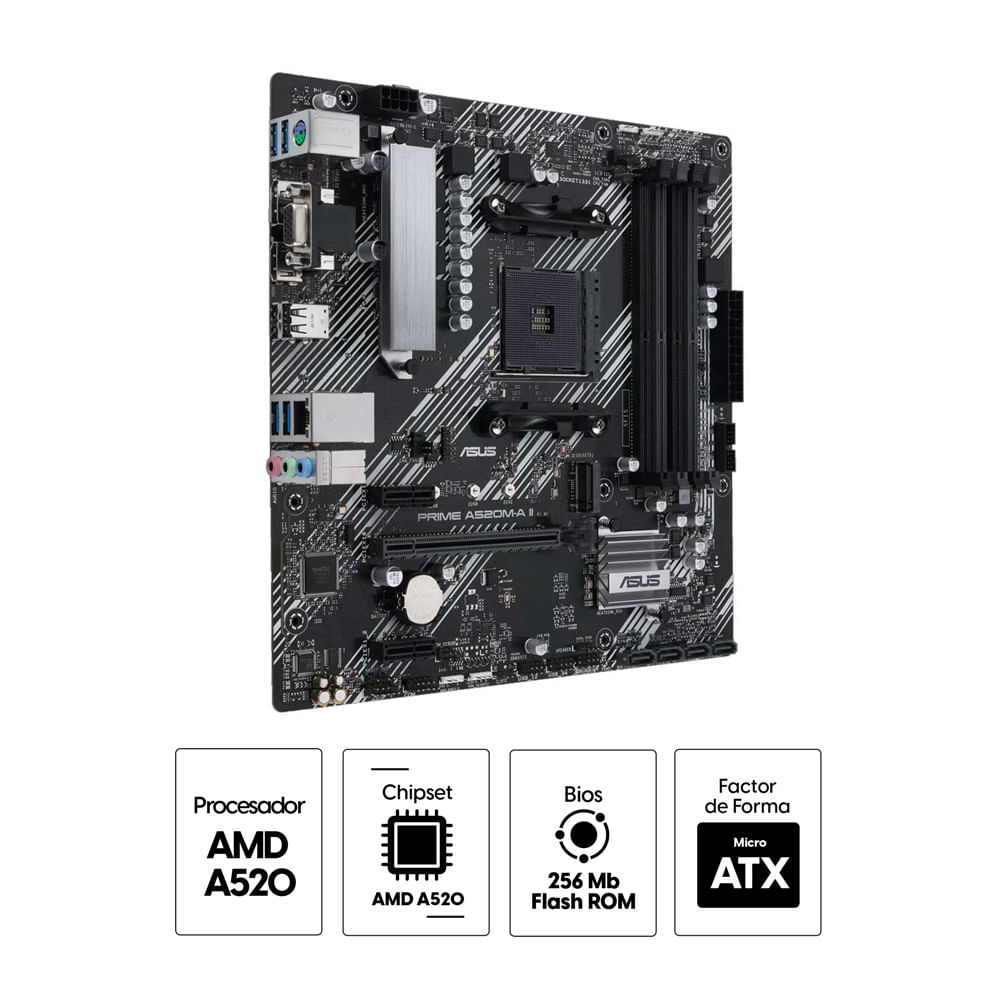 Imagen 2 del producto Placa Madre ASUS Prime A520M-A II/CSM, DDR4, AM4, Micro ATX