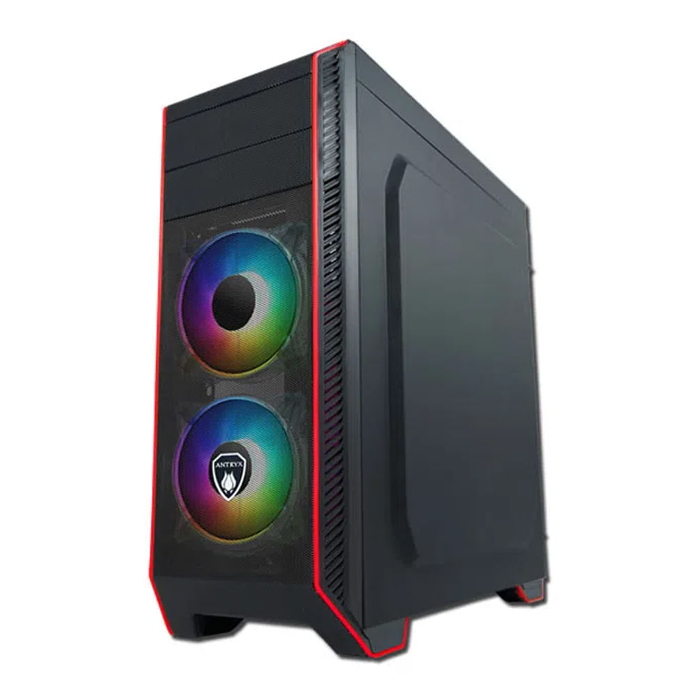Gabinete Gamer Antryx RX 380 ARGB, 2 ventiladores, cristal templado lateral, ATX, sin fuente